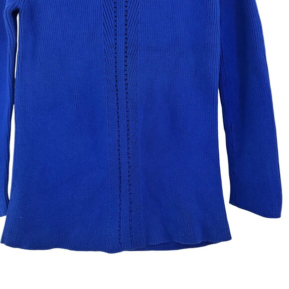 VTG 80s Neiman Marcus 100% Cotton Cobalt Blue Knit Sweater Women’s Hong Kong S - Picture 3 of 7